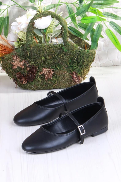 Fort 01-635 Soft Toka Detaylı Şık Ev İş Ofis Rahat Günlük Ayakkabı Kadın Babet - Resim 5