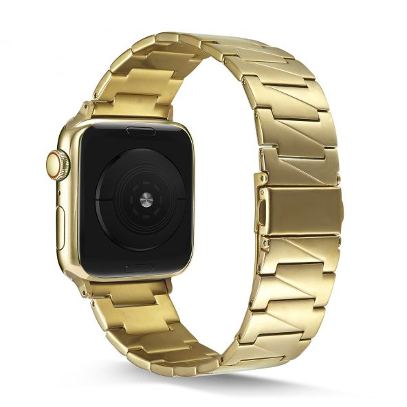 KNY Apple Watch 42 MM İçin Prizma Model KRD-48 Metal Kayış-Kordon Gold