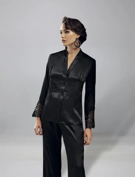 9200 Kadın Uzun Saten Gecelik Sabahlık 6'lı Takım - 2