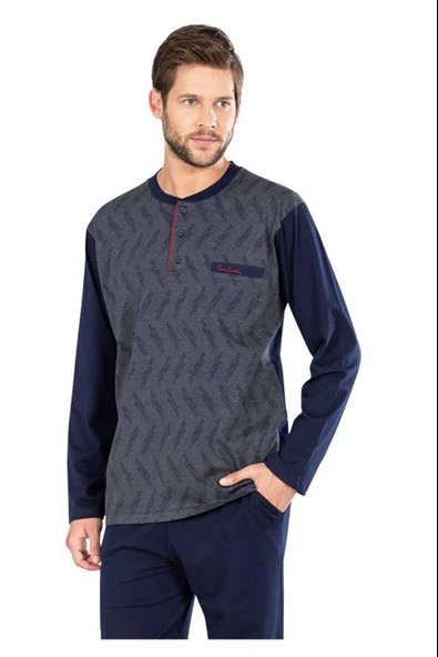 Pierre Cardin 5471 Erkek Uzun Kollu Jakarlı Pijama Takımı