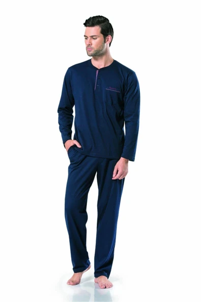 Pierre Cardin Erkek Uzun Kol %100 Pamuk Penye Pijama Takım - 2