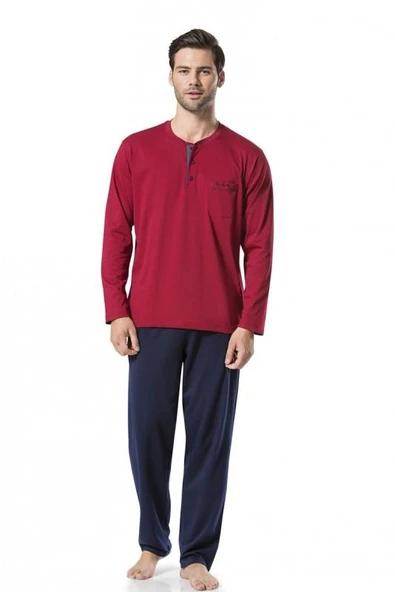 Pierre Cardin Erkek Uzun Kol %100 Pamuk Penye Pijama Takım - 5