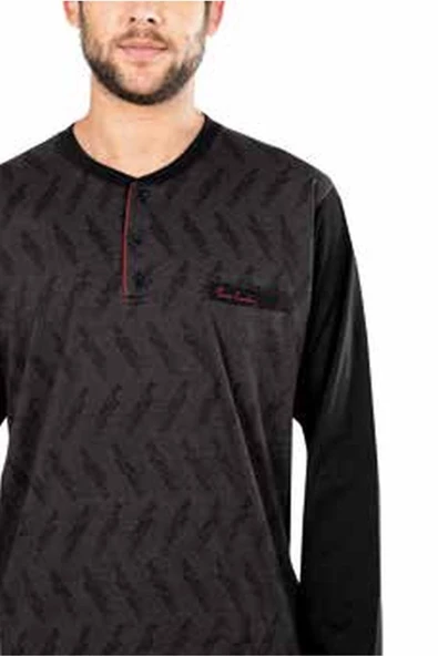 Pierre Cardin 5471 Erkek Uzun Kollu Jakarlı Pijama Takımı - 3