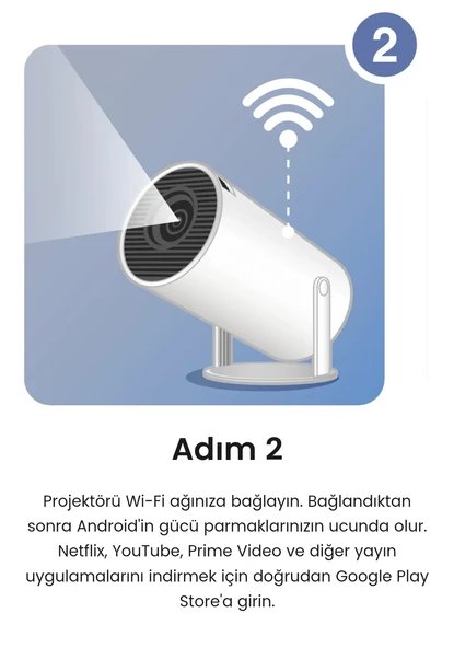 HY 300 Pro Full HD 130"İnç Yansıtma Android Taşınabilir Projeksiyon Cihazı - 3