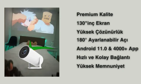HY 300 Pro Full HD 130"İnç Yansıtma Android Taşınabilir Projeksiyon Cihazı - 5