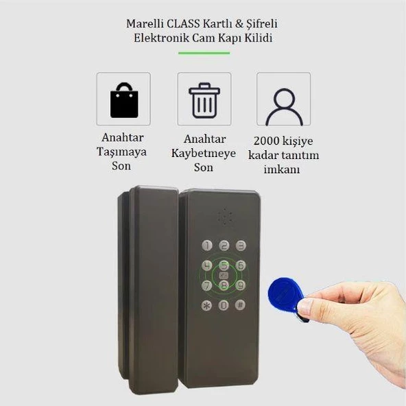 Marelli CLASS şifreli ve kartlı cam kapılar için elektronik kilit cam kapılar için kartlı ve şifreli elektronik kilit - 2