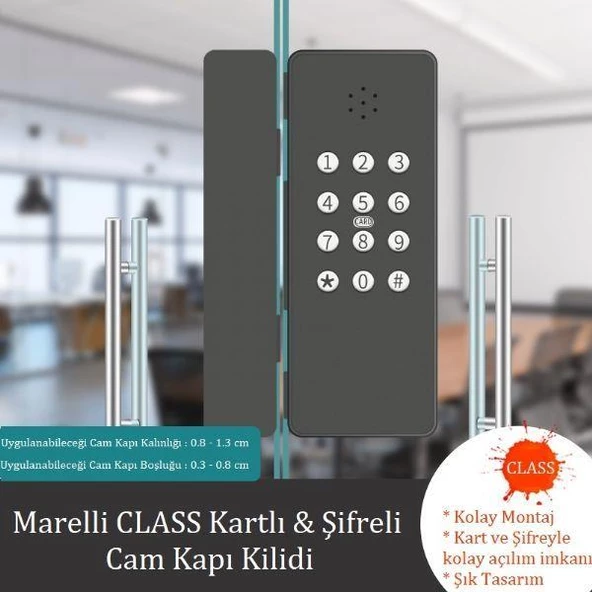 Marelli CLASS şifreli ve kartlı cam kapılar için elektronik kilit cam kapılar için kartlı ve şifreli elektronik kilit - 3