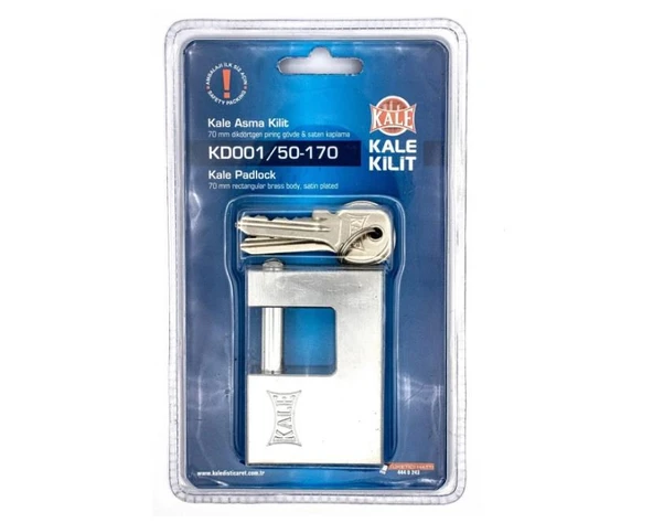Kale KD001/50-170 70 mm prinç kayar milli pimli saten asma kilit