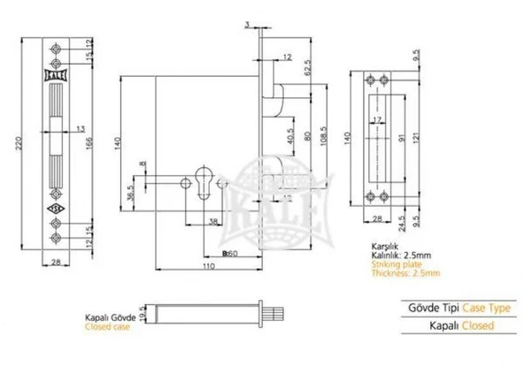 Kale 267 kancalı plus çelik kapı emniyet kilidi mandallı german barelli - 2