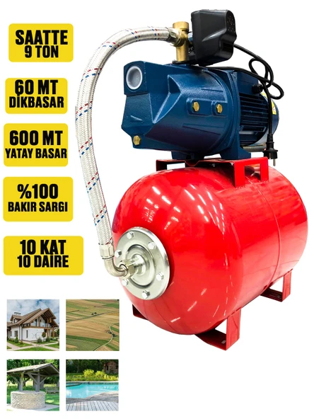 Germany Style  ibeltech 50 Litre 2 Hp Bakır Sargı Jet Pompalı Elektrikli Hidrofor 10 Kat 10 Dairey - 2