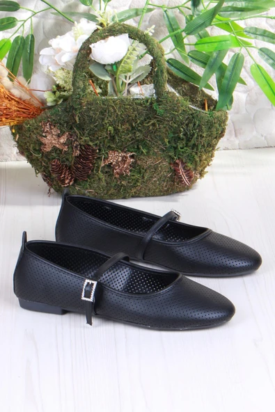 Fort 01-512 Soft Toka Detaylı Şık Ev İş Ofis Rahat Günlük Ayakkabı Kadın Babet - Resim 4