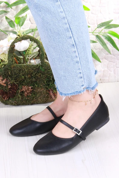 Fort 01-512 Soft Toka Detaylı Şık Ev İş Ofis Rahat Günlük Ayakkabı Kadın Babet - Resim 2