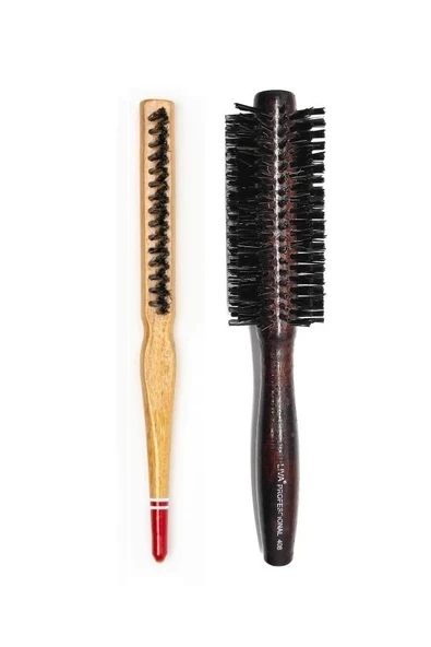 Liva 408& 690 Profesyonel Yanmaz Set Topuz Saç Fırçası-2'li ürün görseli