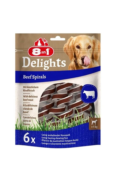 8in1 Smart Delights Chicken Spirals Biftekli Burgu Köpek Ödülü 6'lı ürün görseli 1