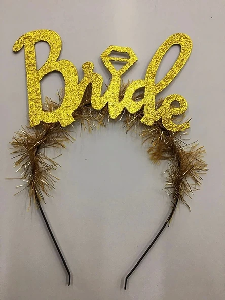 Altın Renk Bekarlığa Veda İtalik Yazı Alyanslı Bride Taç ürün görseli