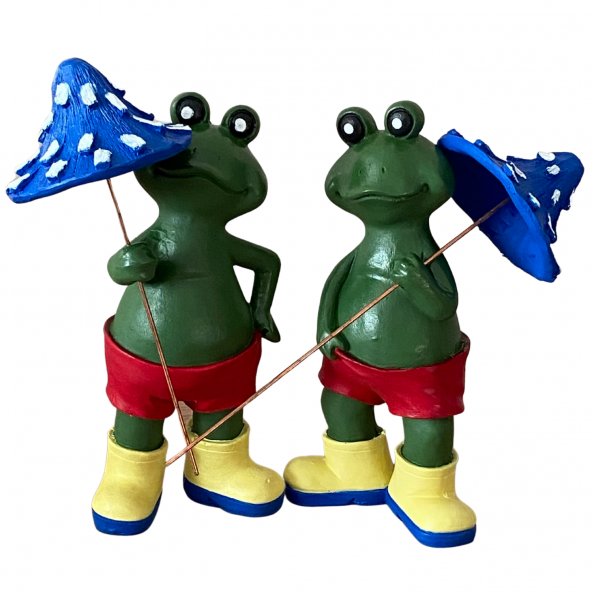 İkili Küçük Boy Şemsiyeli Renkli Kurbağa