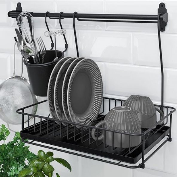 Askılı Bulaşık Sepeti Bulaşıklık Sepeti Asılan, Tezgah Üzeri IKEA Çelik Siyah Bulaşıklık - 2