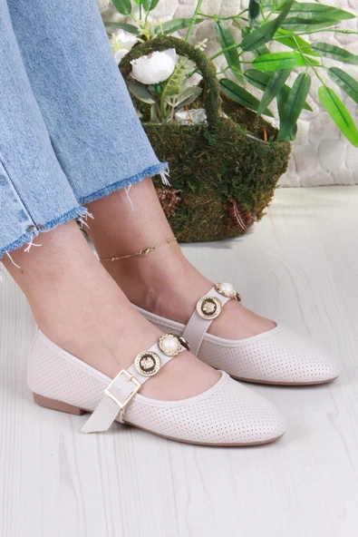 Fort 01-513 Soft Toka Detaylı Şık Ev İş Ofis Rahat Günlük Ayakkabı Kadın Babet ürün görseli