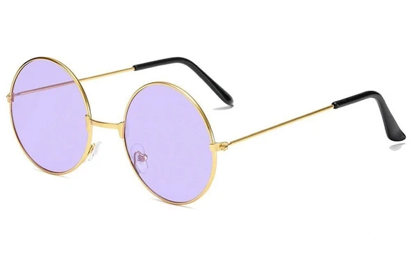 Yuvarlak Cam John Lennon Tarzı Gold Çerçeveli Mor Gözlük ürün görseli