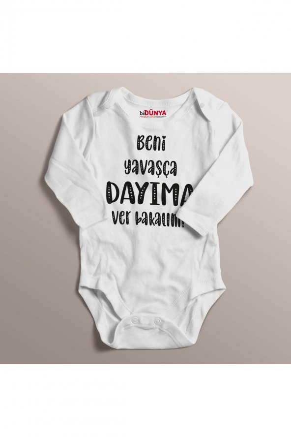Beni Yavaşça dayıma Ver Yazılı çıtçıtlı bebek zıbını - 1