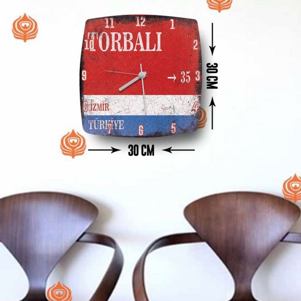İzmir Torbalı Sokak Tabelası Baskılı Ahşap Saat