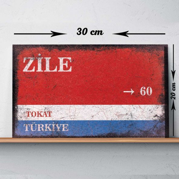 Tokat Zile Sokak Tabelası Vintage Tablo - 1
