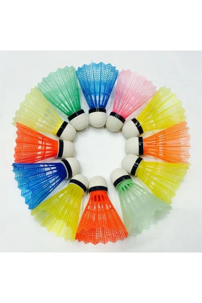 admay 12 Adet Plastik Badminton Topu Renkli - 1
