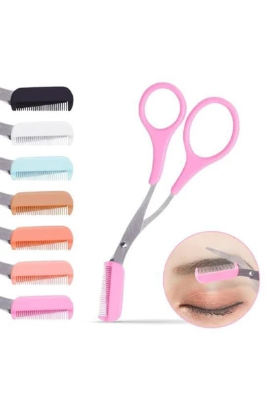 Konaklı Şekillendirici Özel Taraklı Kaş Makası Pembe Modern Tek Ebat - 1