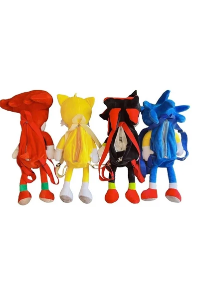 admay 3D Sonic Model Peluş Kirpi Şekil Kısa Peluş  Çanta  Oyuncak Oyuncak 60 cm - 2