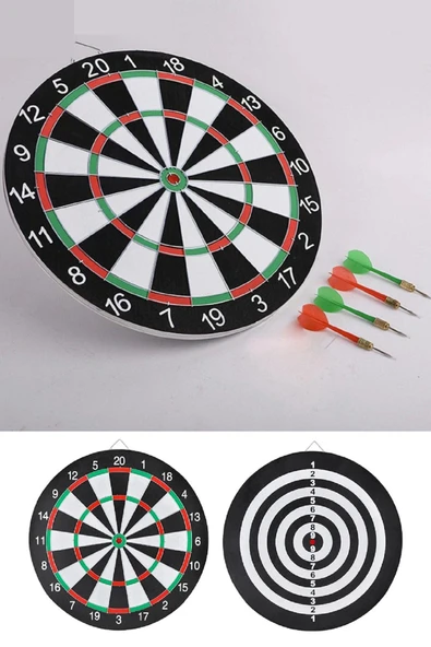 admay Dart Seti Küçük Boy 30 Cm 12'' (12 Inç) + 4 Adet Dart Oku - Çift Taraflı Hedef Tahtası Seti - 1