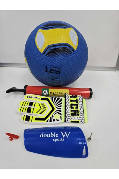 admay Futbol Topu Pompa Tekmelik Kaleci Eldiveni Demir Sibob 5 Parça Set - 1