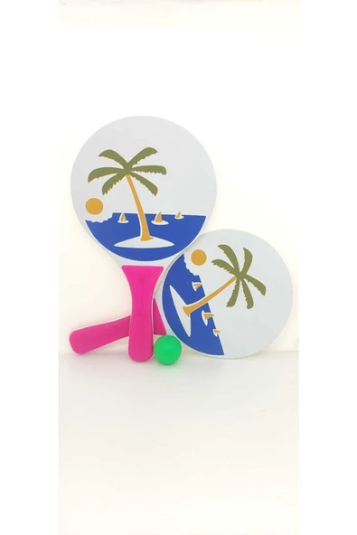 deniz sport Beach Ball Tahta Raket Iki Adet Raket Bir Adet Top - 3