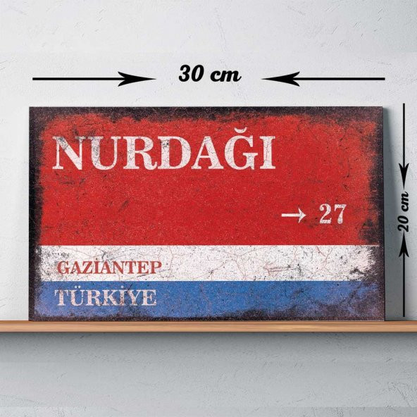 Gaziantep Nurdağı Sokak Tabelası Vintage Tablo