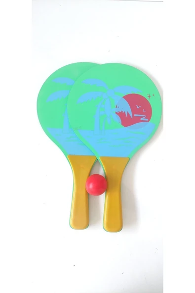 deniz sport Beach Ball Tahta Raket Iki Adet Raket Bir Adet Top - 2