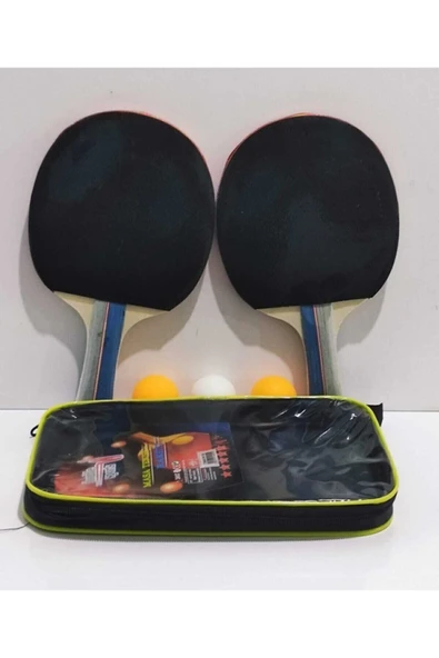DOUBLE W SPORT Çantalı Masa Tenis Seti 2 Raket +3 Top - 1