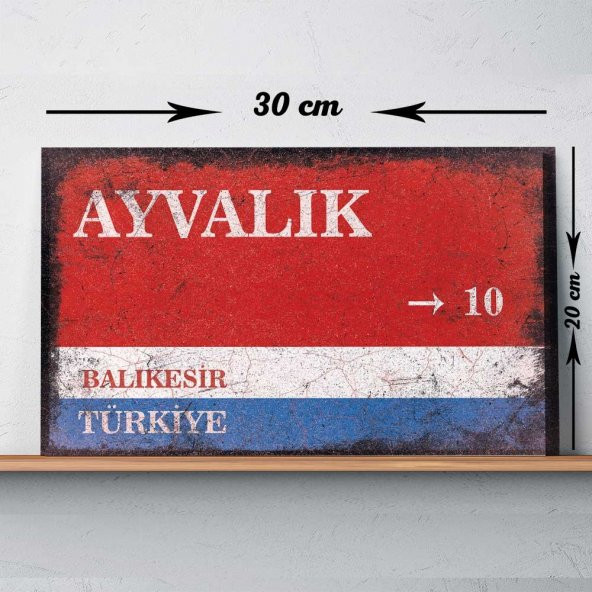 Balıkesir Ayvalık Sokak Tabelası Vintage Tablo