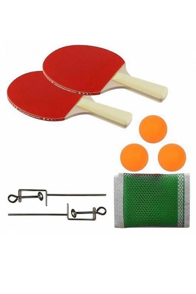 REMEGE Aparatlı Masa Tenisi Raketi / 2 Raket + 3 Top + File + Masaya Takma Aparatı - 1
