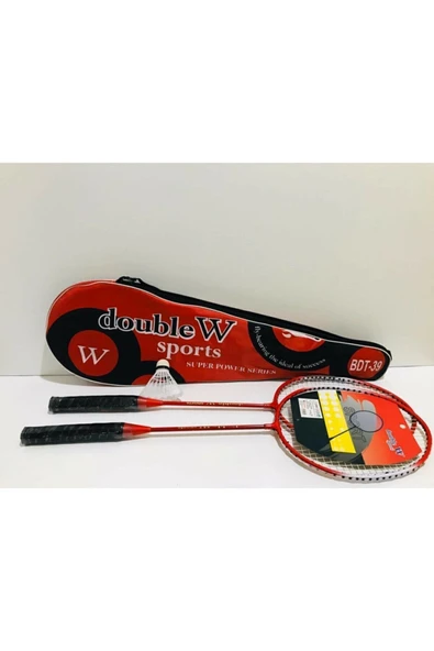 DOUBLE W SPORT Çantalı Çiftli Badminton 2 Adet Raket + Badminton Topu + Çantası Set Halinde - 1