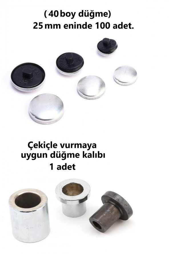 Kumaş Kaplama Düğme Yapım Seti - (40 Boy) 100 adet Düğme ve Kalıp  (25.5mm) - 2