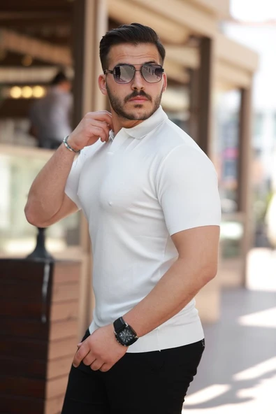 Erkek Hemşire Yaka Kısa Kollu Tişört - Resim 2