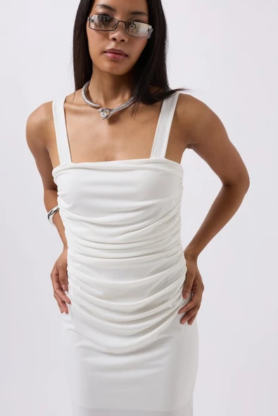 Yırtmaç Detay Sırt Dekolte Elbise - Resim 3