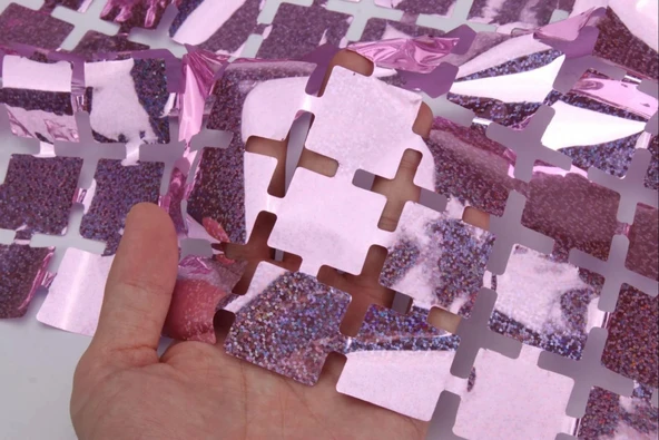 Ekstra Metalize Rose Gold Renk Disko Dikdörtgen Kesim Kapı Perdesi Dekorasyon 1x2 Metre - 2