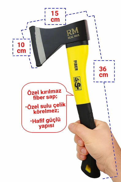 500 gr Fiber Saplı Balta  Ergonomik ve Dayanıklı Tasarım - 2