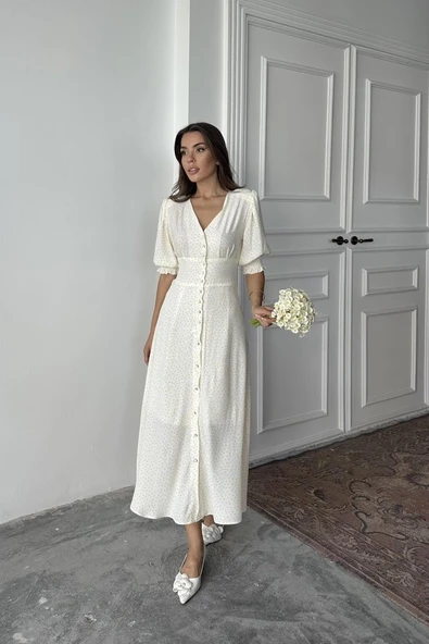 Sarı Arka Ve Bel Ucu Gipeli Elbise ürün görseli 1