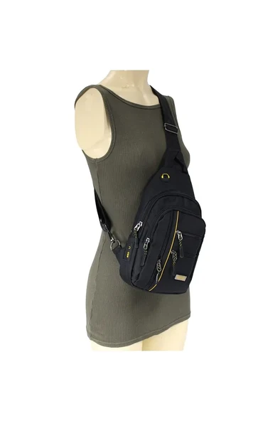 Monalisa Home 3473 Erkek Lüks Siyah Renk Bol Bölmeli Çapraz Çanta - Resim 2