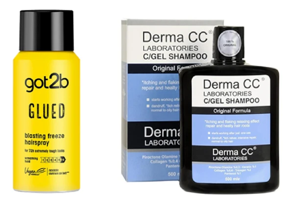 Schwarzkopf Got2B Glued Seyahat Saç Spreyi 100ML + Derma Cc Şampuanı 500 Ml SET