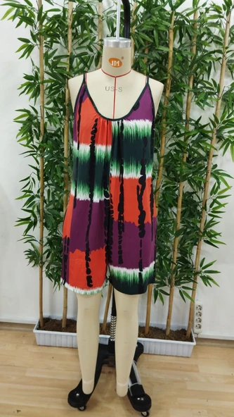 Kadın Ip Askılı Yuvarlak Yaka Cepli Kısa şort Süprem Takım - Resim 6