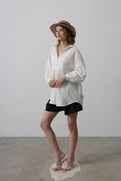 Gömlek - Beyaz - Resim 2