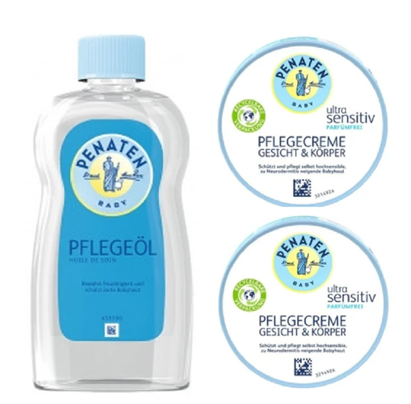 Penaten Baby Bebek Bakim Yağ 500Ml + X2 Penaten Baby Ultra Hassas Cilt&Vücut Bakim Kremi 100Ml SET ürün görseli 1