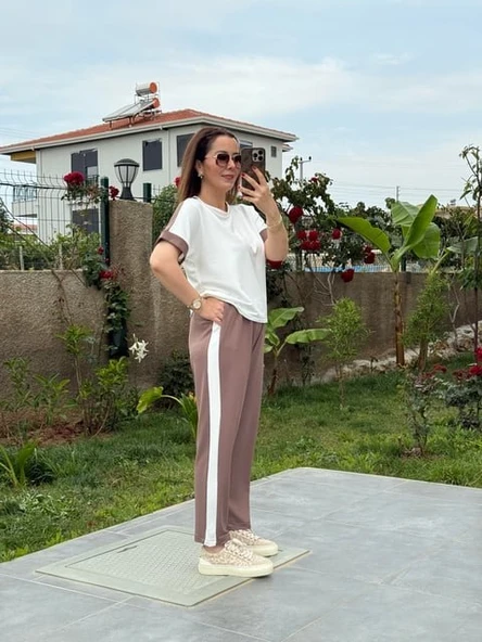 Kadın Modal Dokulu Kumaş Yanı şeritli Takım ürün görseli 1